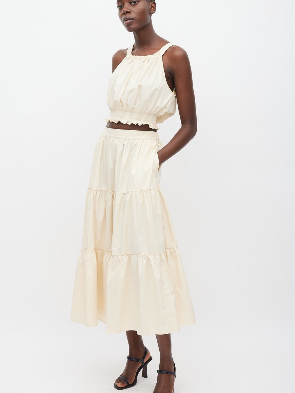 XiRENA Cream Tiered Skirt Set